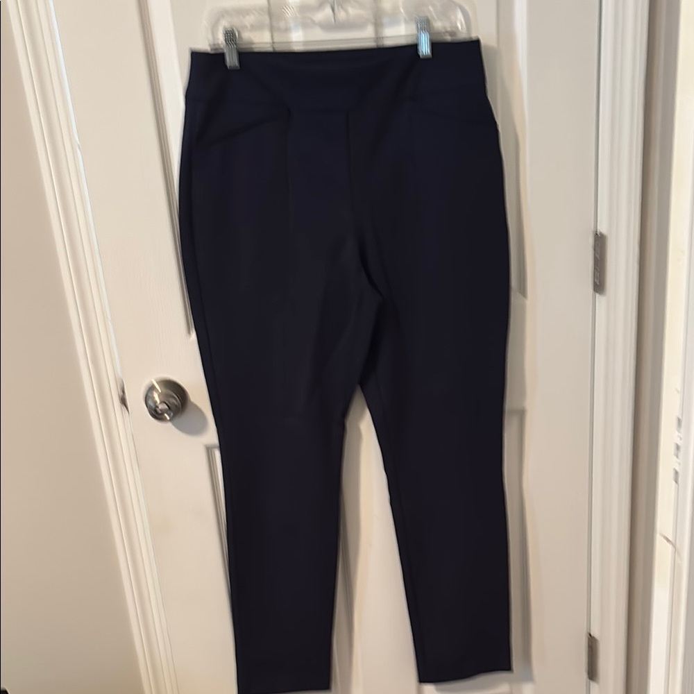 Navy Ankle Cropped Slim-Fit Pants